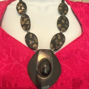 Vintage Tribal Bold Black and Brown Necklace